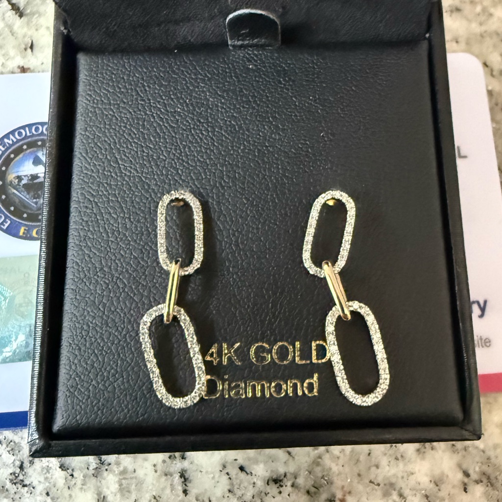14k Yellow Gold Diamond Drop Earrings | 0.33 Ctw | Ecl Certified